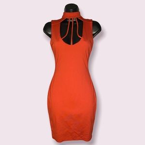 Red choker mini dress